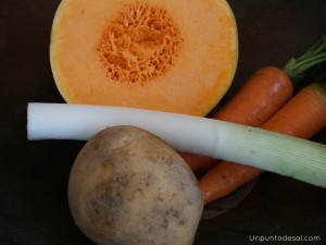 Crema de calabaza,zanahoria y rallado de parmesano